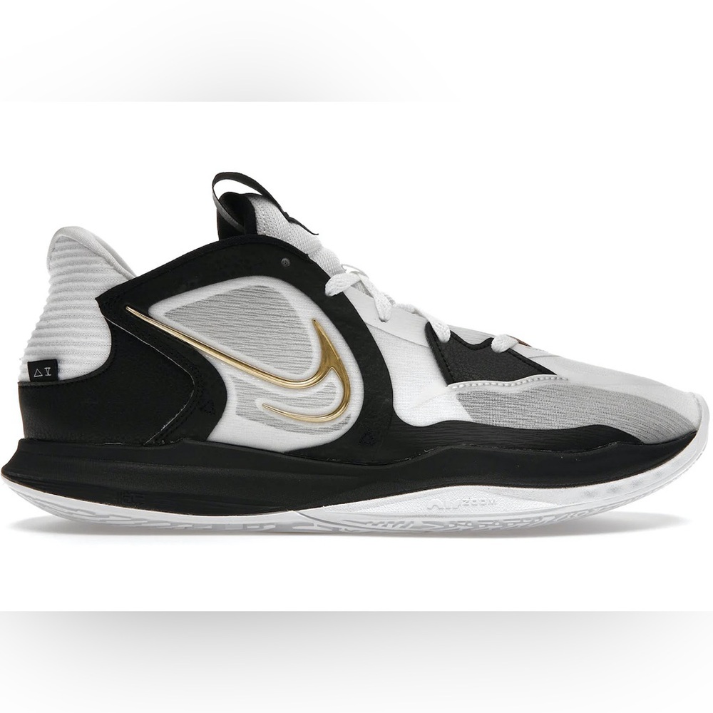 Nike Men's Athletic Basketball Shoes White Black Gold Accent